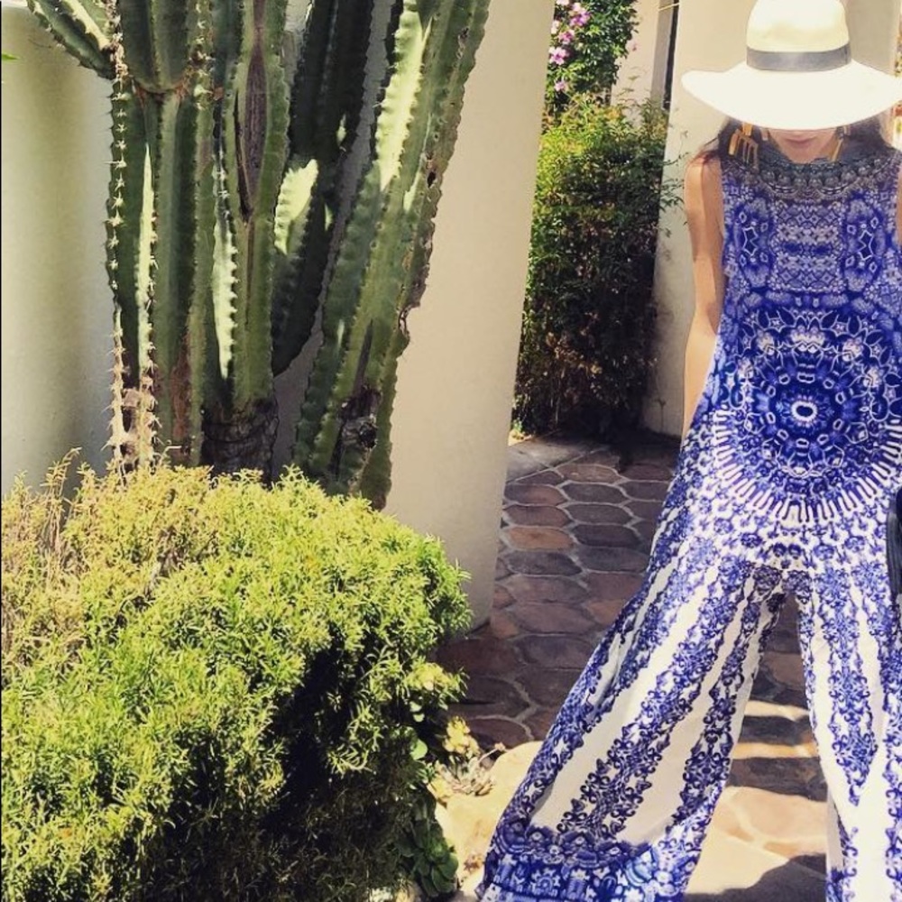 Camilla UNIQUE blue printed silk jumpsuit